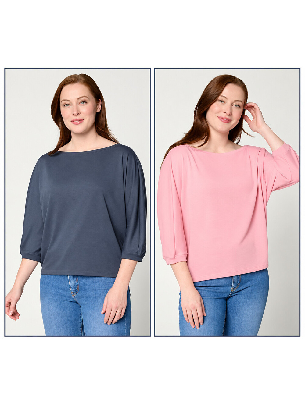Barefoot Dreams Malibu Collection Slub Jersey 2 Pack Do Indigo/PinkRose:Medium